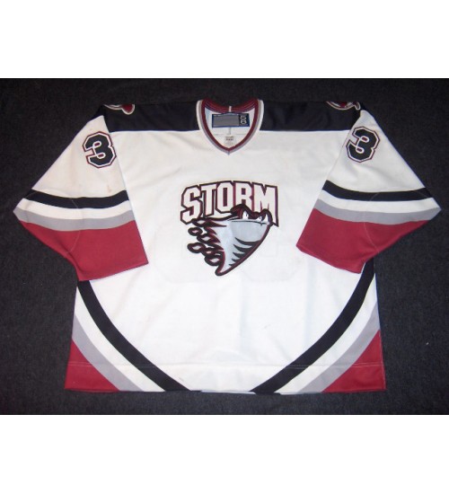 Custom OHL Guelph Storm 1996-99 33 Nehrling Hockey Jersey Home White